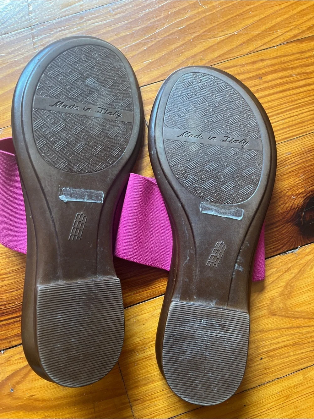 Italian Shoemakers Hot Pink and Brown Elastic Slide Sandals